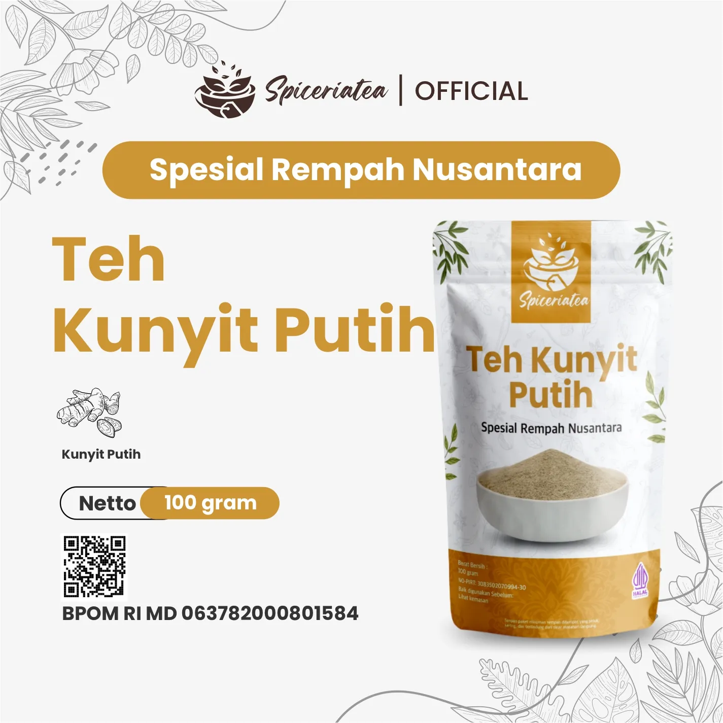 Teh rempah kunyit putih BPOM / KISTA/MIOM/BENJOLAN/PERADANGAN