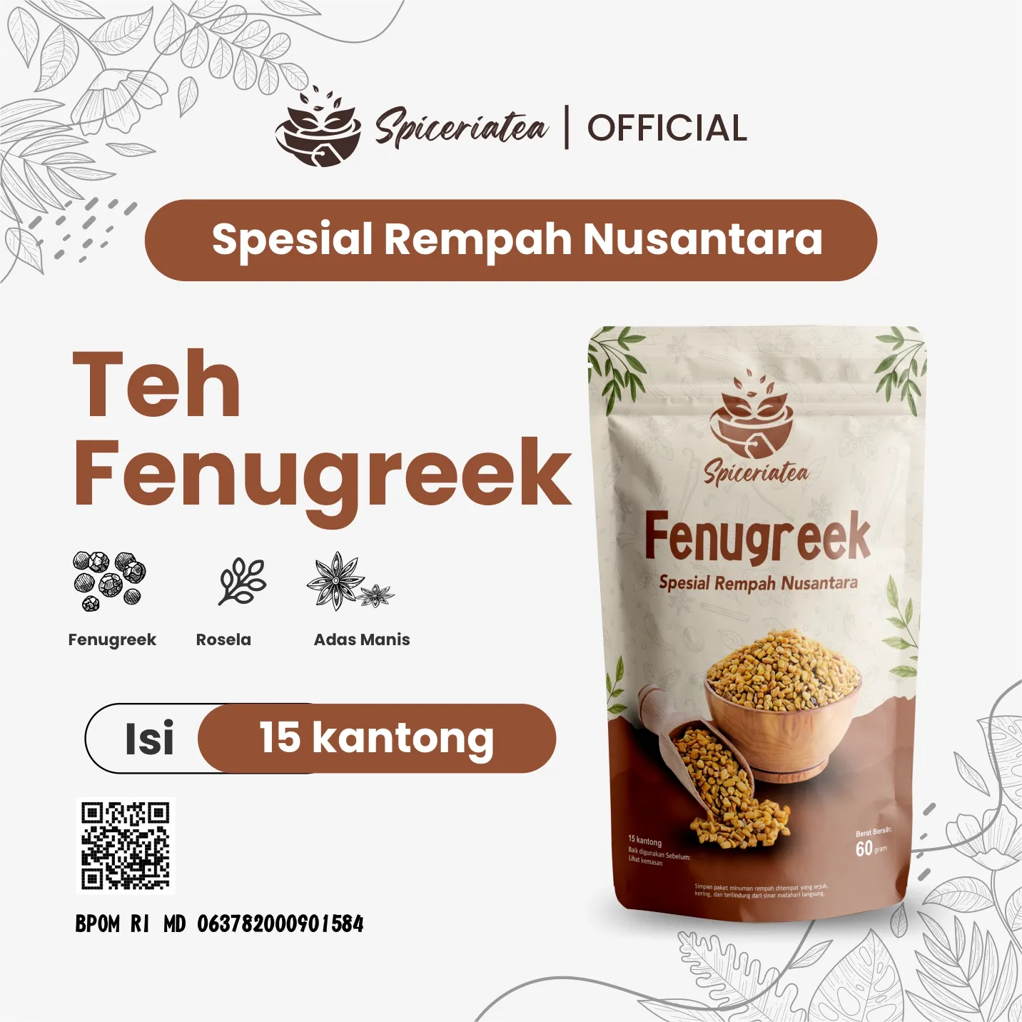 Teh Fenugreek Rosela Alami BPOM Tanpa Kimia